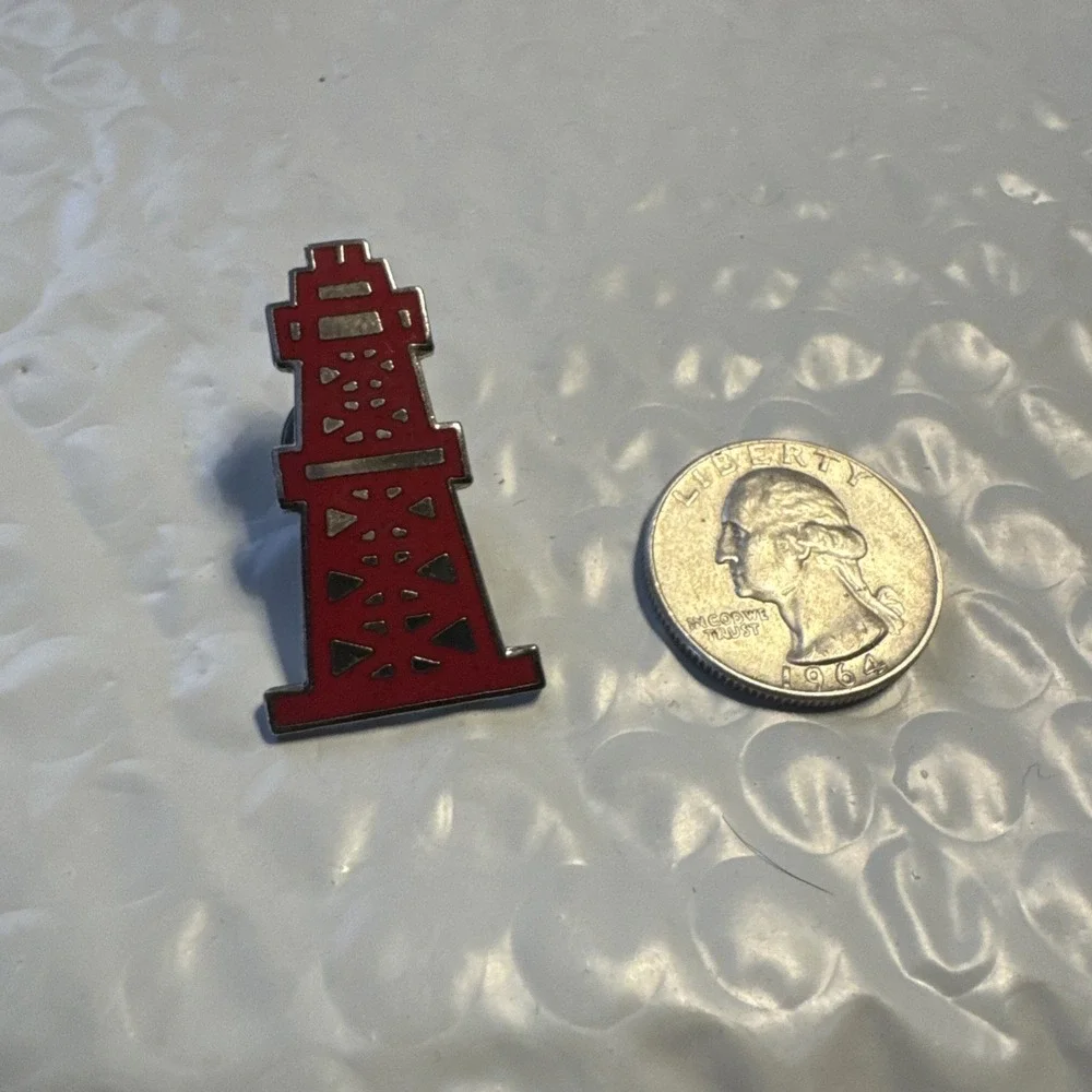 Vintage Oil Derrick Tower Lapel Hat Coat Pin  Collectible Charm  #2